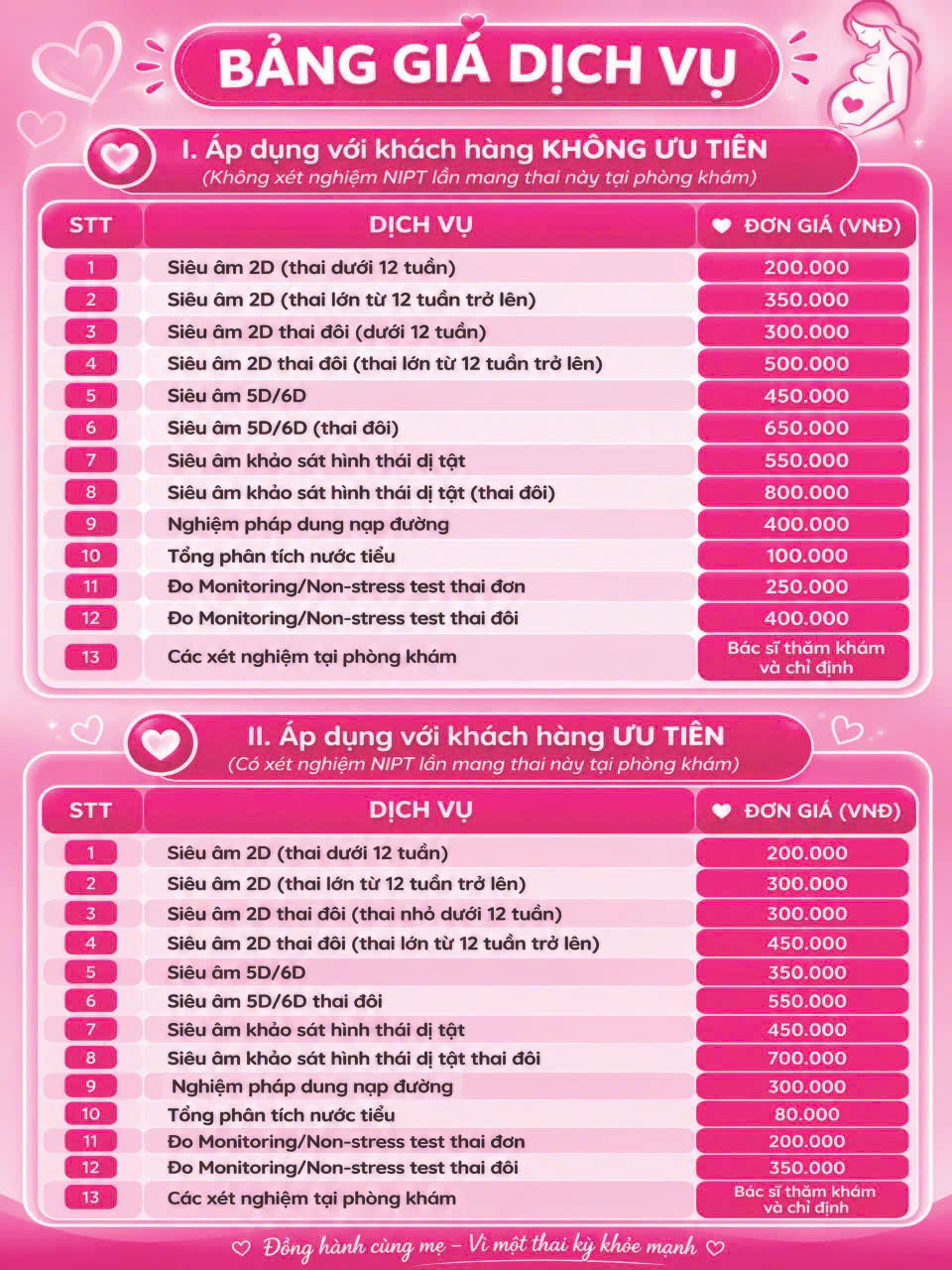 Bảng giá dịch vụ 1